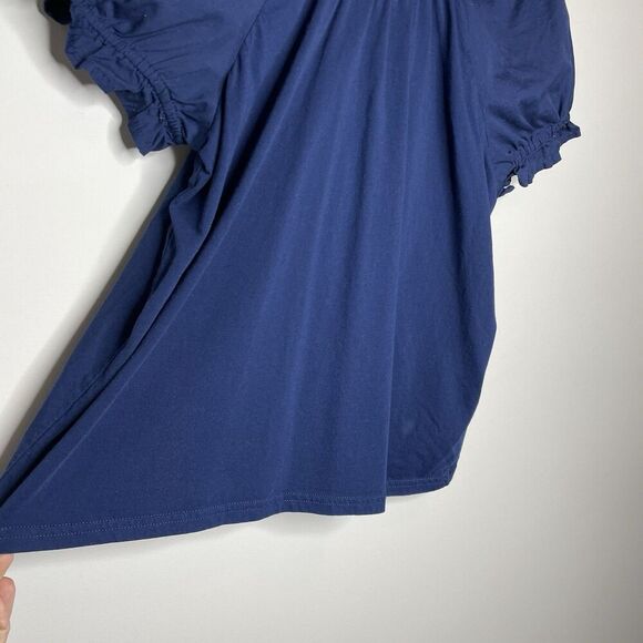 J.CREW Bow Back Top Women Medium Navy Blue 100% Cotton Loose Fit BQ131 - Picture 4 of 11